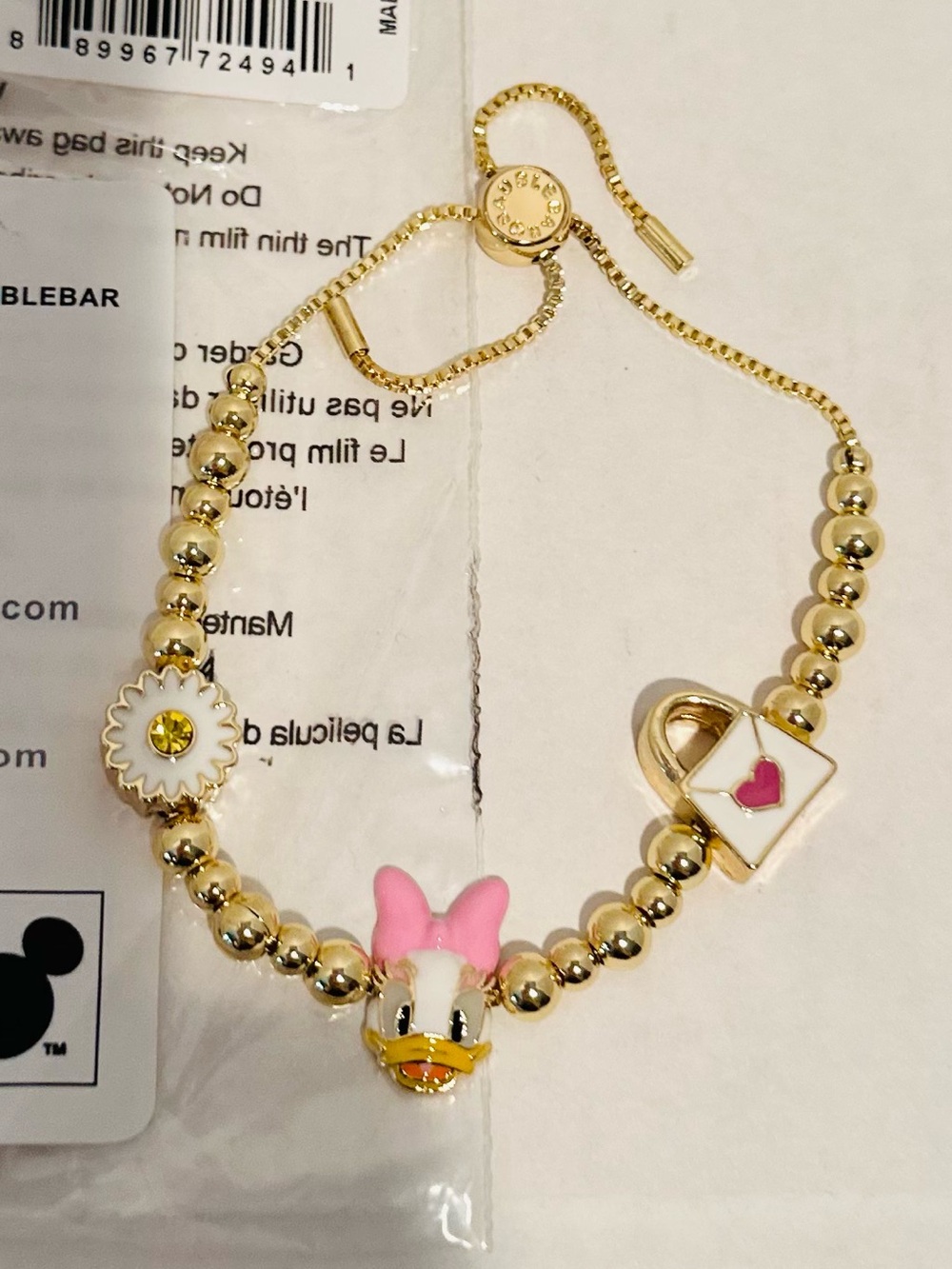 Baublebar NWT Disney Daisy Duck Pisa Charm Bracelet